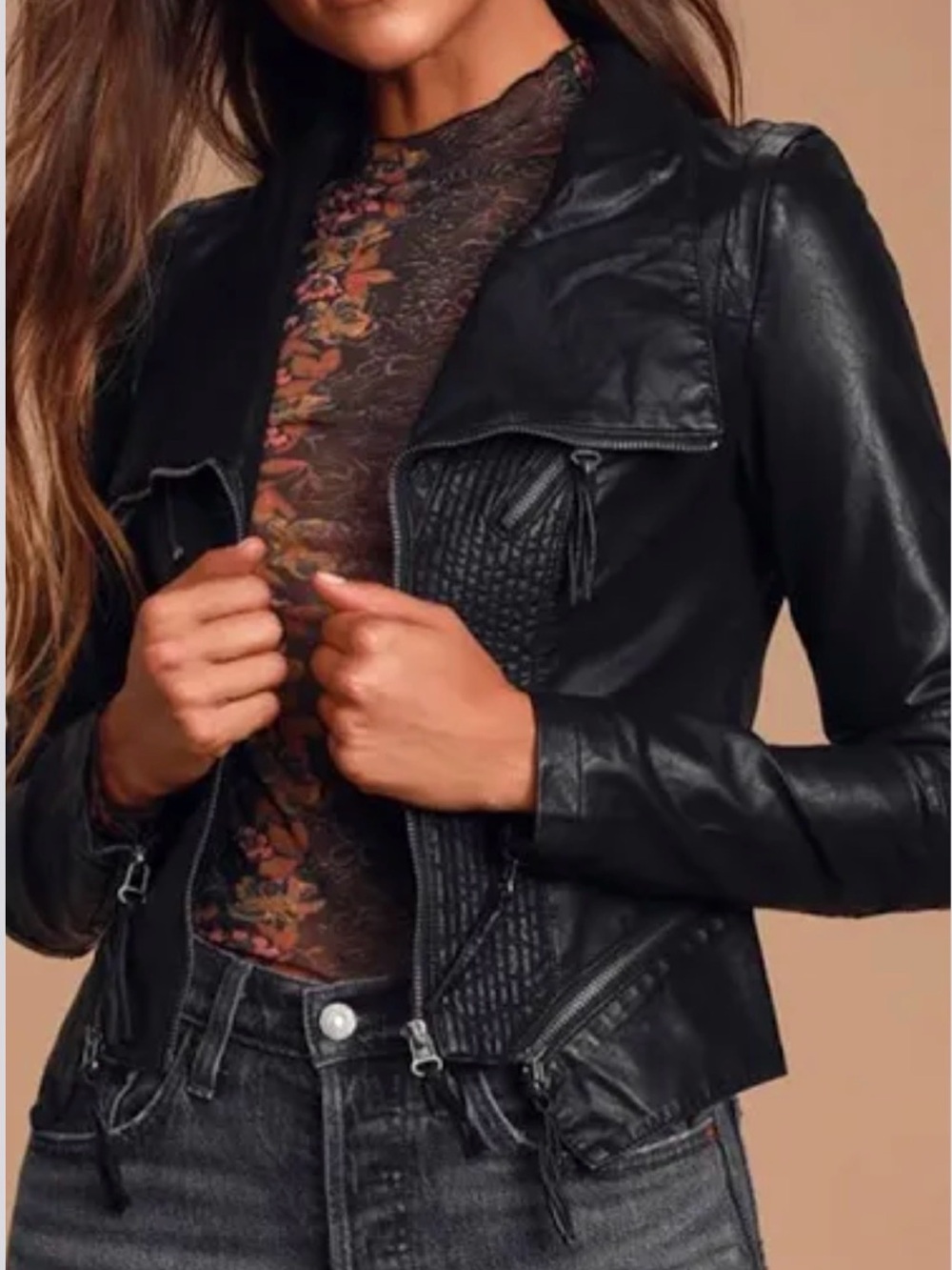 Lulu's Black Leather Asymmetrical Moto Jacket